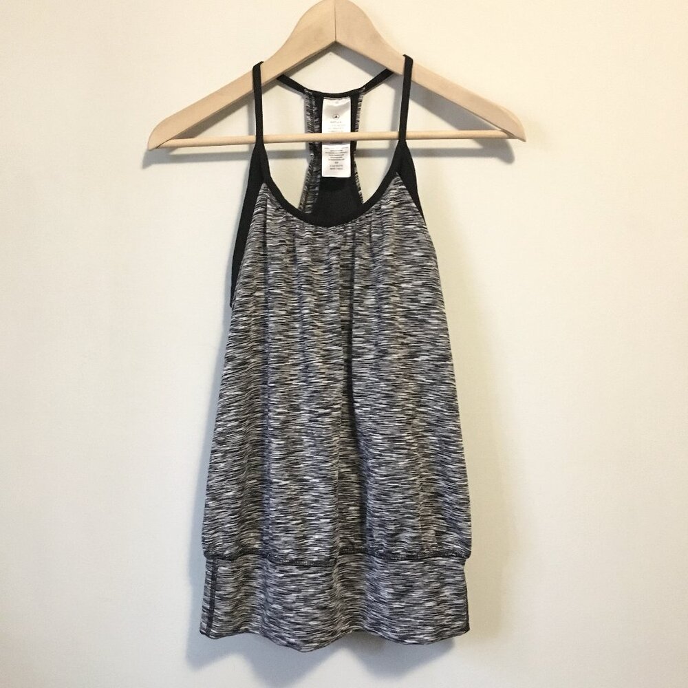 90 Degree By Reflex Black & White Static Racerback Tank Built-in Bra Support